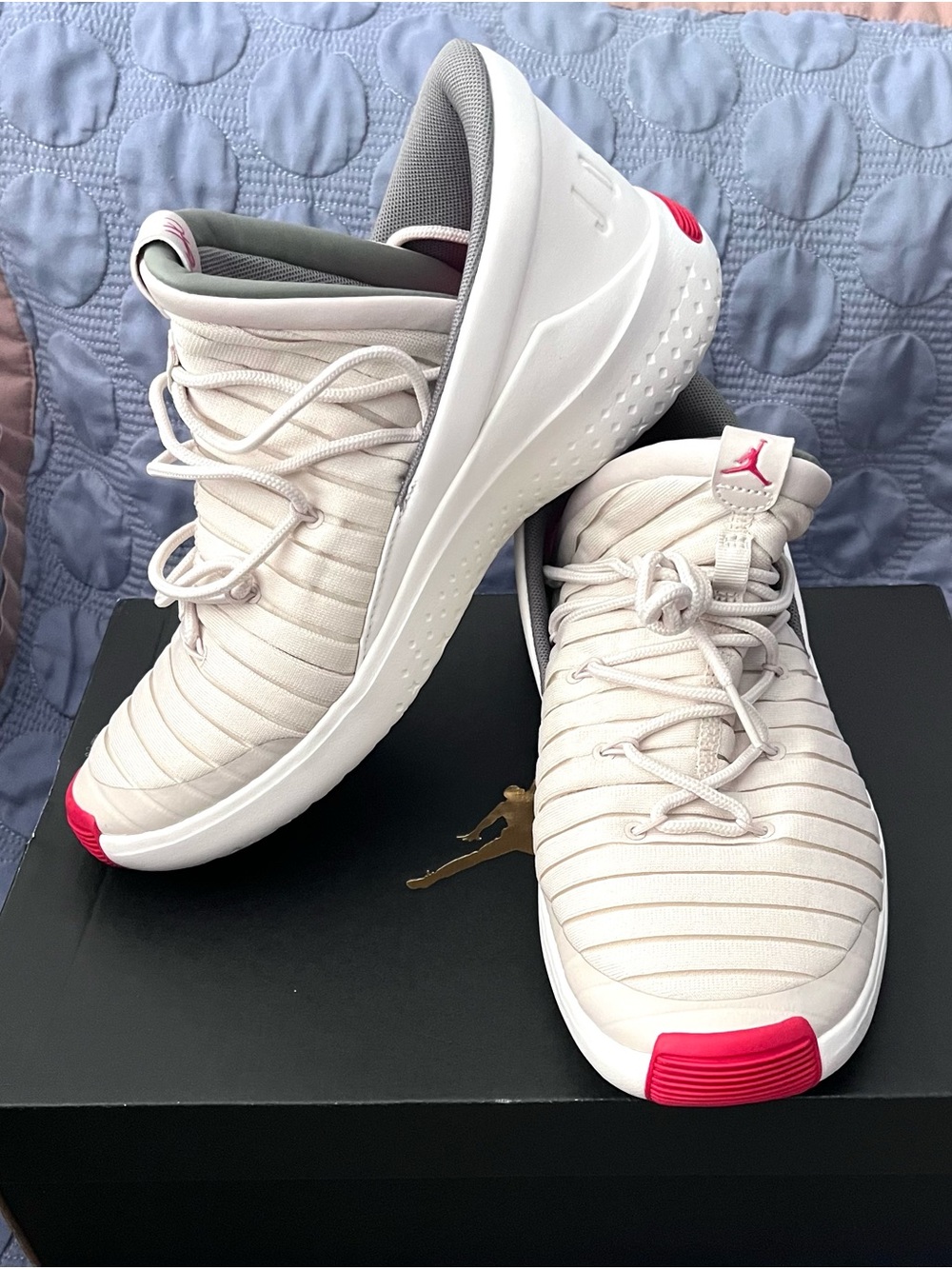 Jordan Men’s Slip-On Sneakers in Cream with Pink Accents